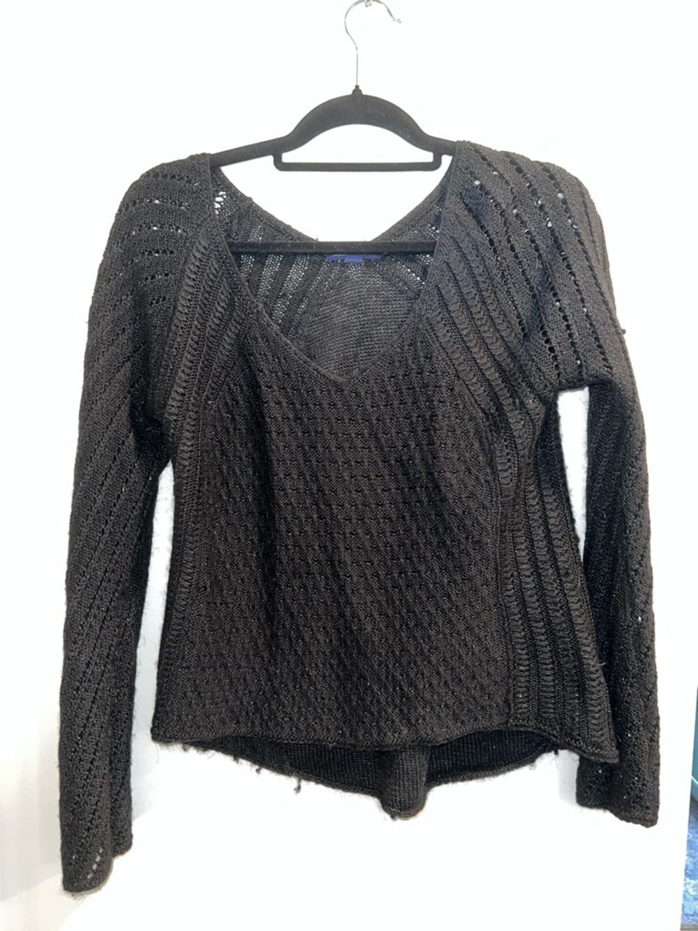 Shimmery Black Knit Scoop Neck Sweater
